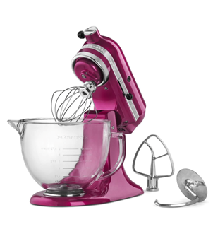 KitchenAid KSM155GBRI 10 Speed Stand Mixer w/ 5 qt Glass Bowl &  Accessories, Raspberry Ice